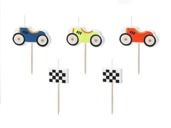 Świeczki urodzinowe Autka 2-3cm 5szt - PartyDeco