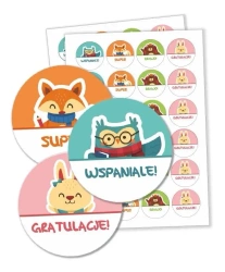 Naklejki motywacyjne - Zwierzątka 40mm 48szt - LearnHow