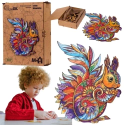 Puzzle drewniane eko 47 Leśna wiewiórka A4 - PuzzleOK