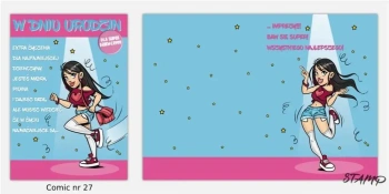 Karnet Comic B6 + koperta wzór nr 27 Urodziny - Stamp