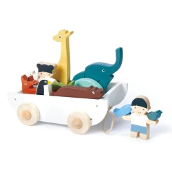 Statek do ciągnięcia ze zwierzątkami drewniany - Tender Leaf Toys
