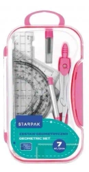 Zestaw szkolny geometryczny 7el różowy - STARPAK