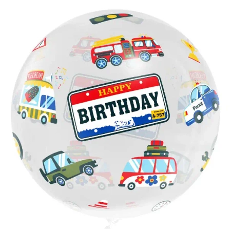 Balon Aqua kryształowy, Happy Birthday pojazdy - Godan