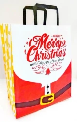 Torebka biała KRAFT 320x380x150 Święta Mikołaj - Fresh