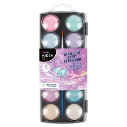 Metaliczne farby akwarelowe 12 kolorów KIDEA - DERFORM