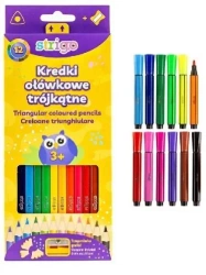 Kredki ołówkowe 12kol lub flamastry 12szt STRIGO