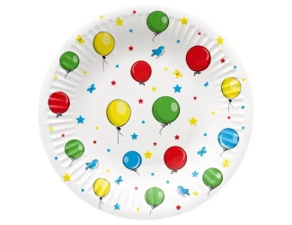 Talerzyki papierowe 18cm, balony (8 sztuk)