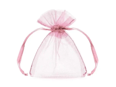 Woreczki z organzy różowy 10cm 10szt - PartyDeco