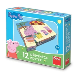 Klocki drewniane obrazkowe Świnka Peppa 12el - Dino Toys