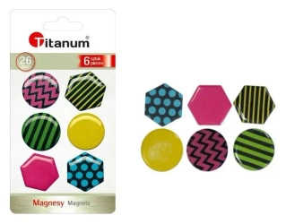 Magnesy do tablic 26mm 6szt - Titanum