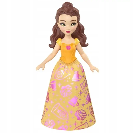 Disney Princess Mini Laleczka Księżniczka Bella złoto-różowa sukienka 9 cm