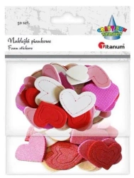 Naklejki piankowe serca mix kolorów 50szt - Titanum