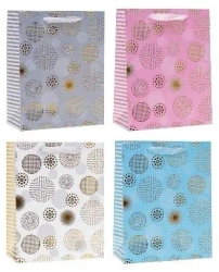 Torebka ozdobna 26x32x10cm hot-stamp mix ROZETTE