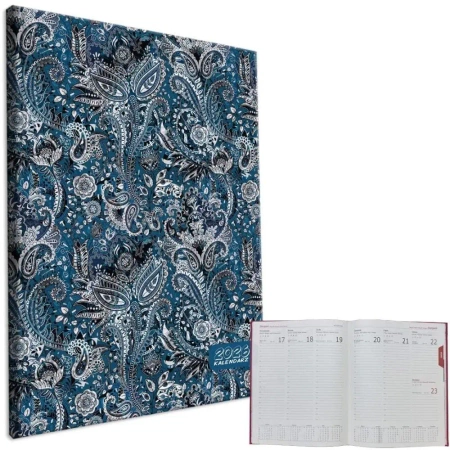 Kalendarz 2026 A4 tygodniowy Ornament Blue - EV-Corp
