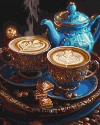 Malowanie po numerach - Melodia kawy metal 40x50cm - Ideyka