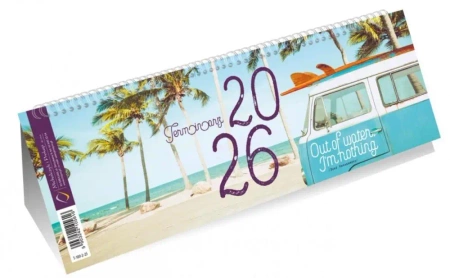 Kalendarz 2026 poziomy ze spiralką plaża - Michalczyk i Prokop