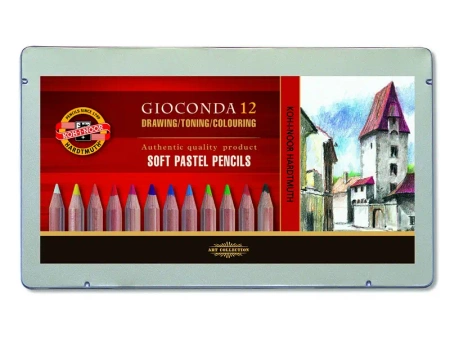 Pastele suche w ołówku Koh-I-Noor Gioconda 12 kolorów w opakowaniu metalowym - Koh-I-Noor