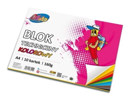 Blok techniczny A4 160g kolorowy 10 kartek - Alfa Pastello