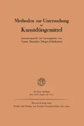 Methoden Zur Untersuchung Der Kunstdungemittel - Verein Deutscher Dunger-Fabrikanten