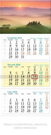 Kalendarz 2026 ścienny trójdzielny Toskania - Lucrum