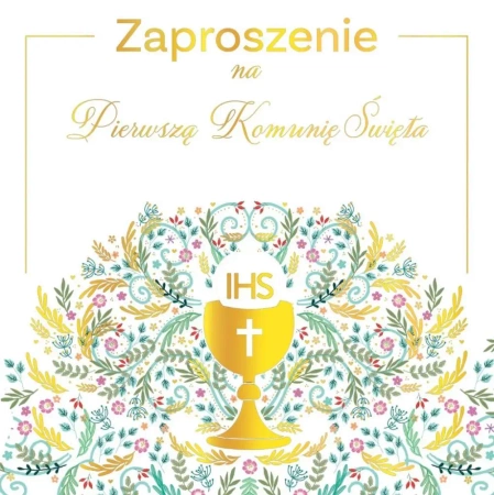 Zaproszenie - Komunia pattern IHS (5szt) - Henry