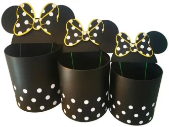 Pudełko Flower Box 3szt okrągłe Micky czarne - Rozette