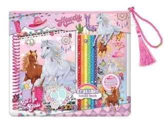 Notatnik na spirali z kredkami Konie - Hot Focus