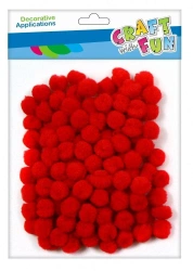 Pompony dekoracyjne czerwony 1cm 120szt - Craft with Fun