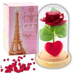 Wieczna róża w szkle oświetlenie LED czerwona - Leantoys