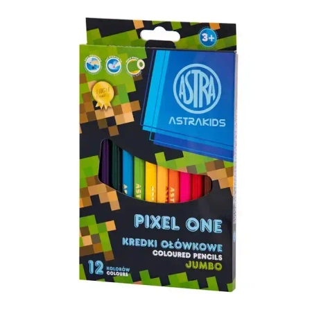 Kredki ołówkowe okrągłe Jumbo Astrakids Pixel One 12 kolorów - ASTRA art-pap