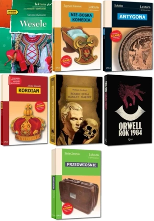 Pakiet 7xlektur Kordian Nie-boska komedia Przedwiośnie Antygona Wesele +2 - Stanisław Wyspiański