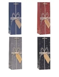 Torebka ozdobna na butelkę 12x35x9cm mix ROZETTE