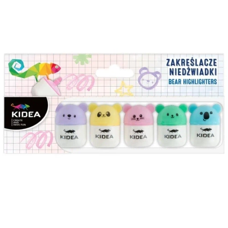 Zakreślacze niedźwiadki 5szt KIDEA - DERFORM