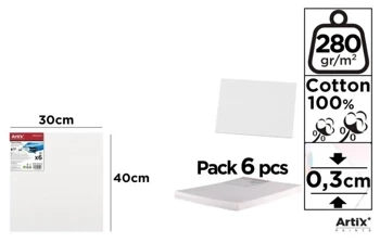 Tablica malarska 30x30x0,3cm 280G/m2 (6szt) - Artix