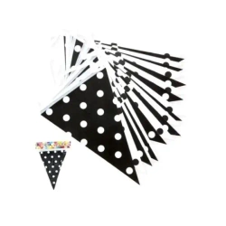 Girlanda flagi w kropki biało-czarna 27.5cmx6m - Penword