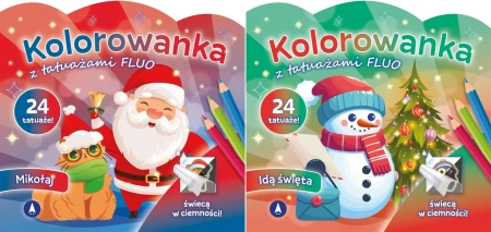 PAKIET ŚWIĄTECZNYCH KOLOROWANEK KolorowankI z tatuażami FLUO - Opracowanie zbiorowe