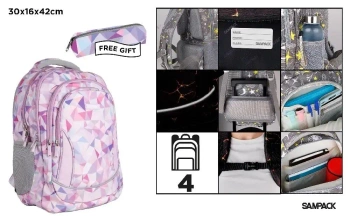 Plecak czterokomorowy 30x16x42cm + piórnik - MP Main Paper