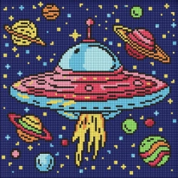 Diamentowa mozaika Kids - Kosmiczna podróż 30x30cm - Ideyka