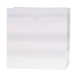 Torebka Lux 37x37x20cm brokat biała ROZETTE