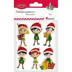 Naklejki papierowe Elfy Mikołaja 6szt - Titanum