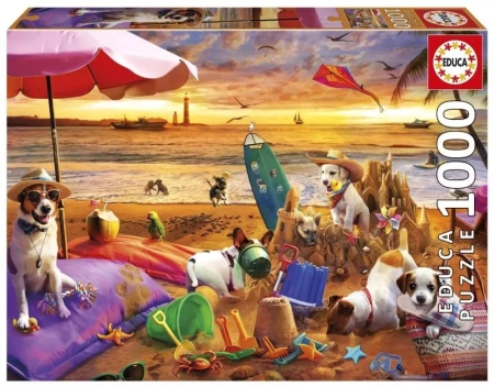 Puzzle 1000 Psy na plaży - Educa