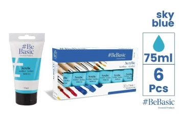Farba akrylowa - jasny niebieski 75ml (6szt) - BeBasic