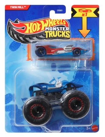 Hot Wheels Monster Trucks Pojazd 1:64 + Autko - Mattel