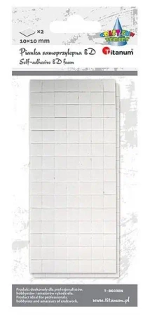Pianka samoprzylepna 3D 10x10mm biała 2szt - Titanum