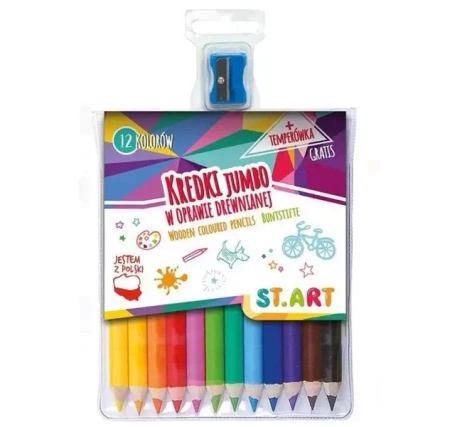 Kredki drewniane Jumbo 12 kolorów St.Art - ST-MAJEWSKI