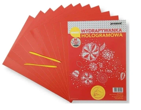 Wydrapywanka hologramowa A4 srebrno-czerwona - Penword