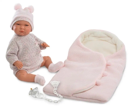 Lalka bobas w różowym beciku 42cm - Llorens