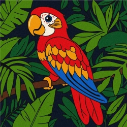 Malowanie po numerach - Wielobarwna papuga 25x25cm - Ideyka