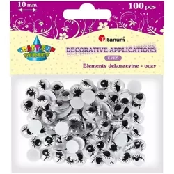 Oczy bez kleju z rzęsami 10mm 100szt - Titanum