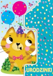 Karnet A5 Urodziny roczek - Kotek - Henry